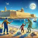 Maltese Monkeys and Mystical Beings Join Forces to Clean Up St. Paul’s Bay Pollution