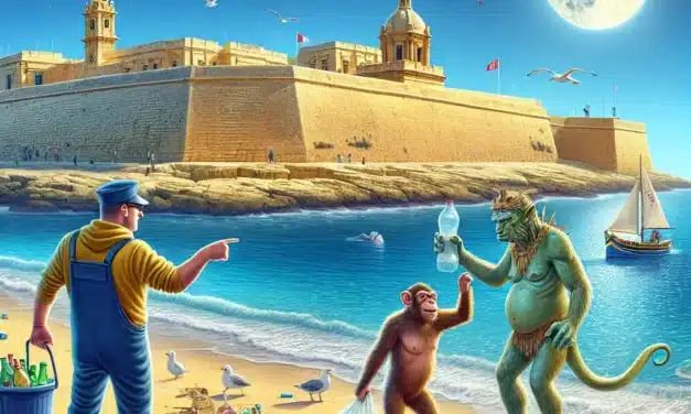 Maltese Monkeys and Mystical Beings Join Forces to Clean Up St. Paul’s Bay Pollution