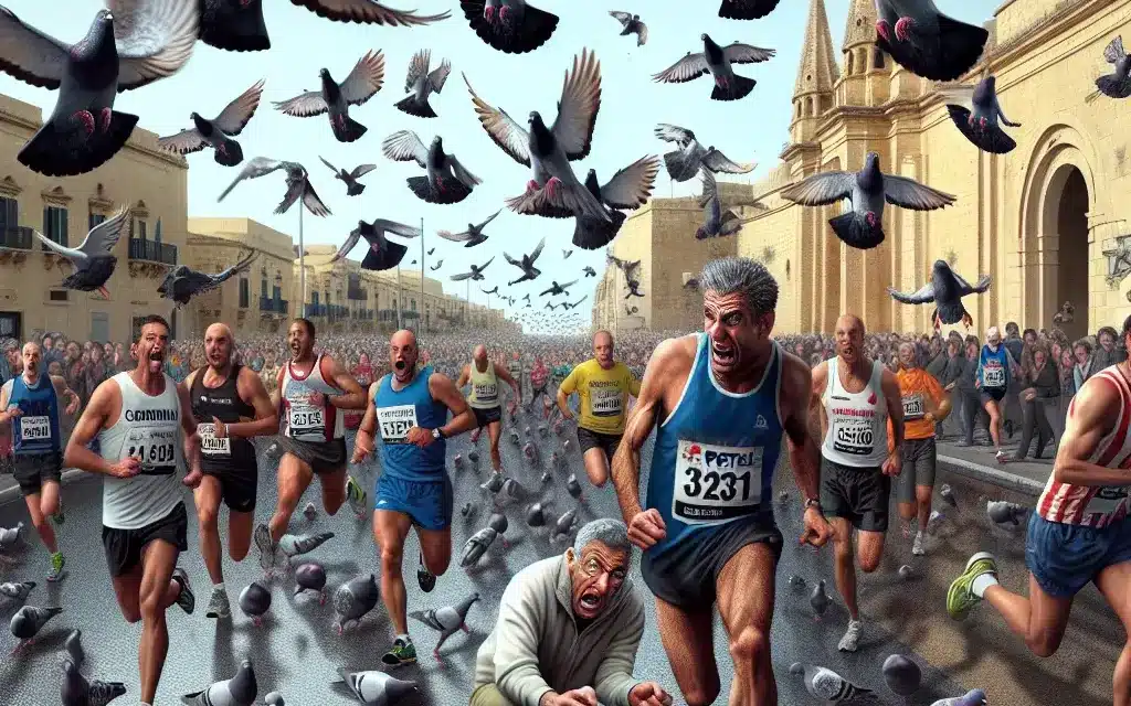 A Baffling Marathon Twist: Pigeons Take Over the Race in Pieta