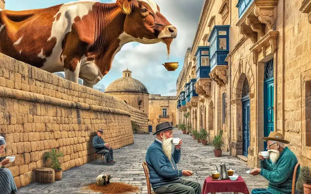 The Mdina Misadventure of Baldassare’s Bovine Bonanza: A Tale of a Cow on the City Walls